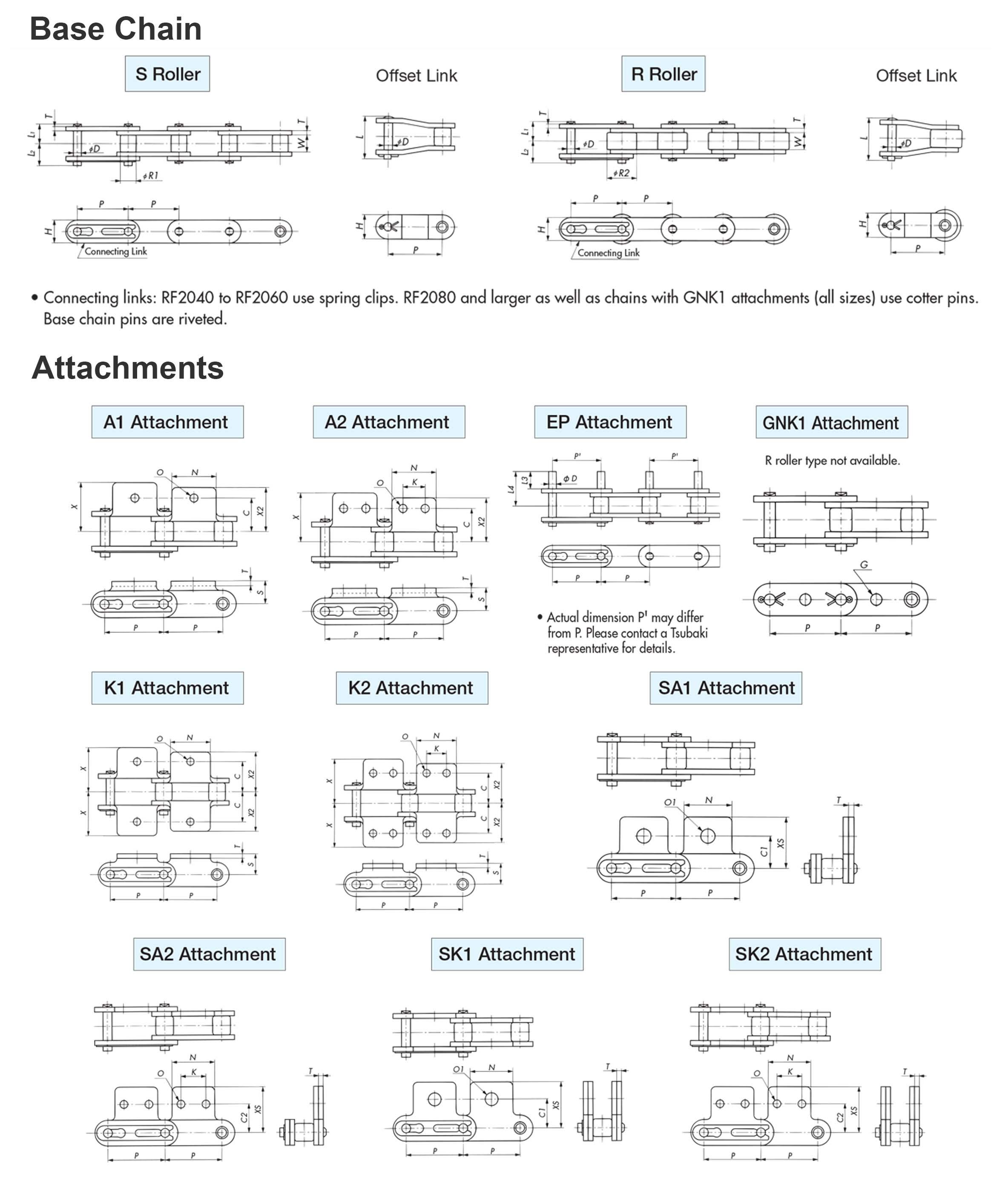 tsubaki-double-pitch-standard-attachment-chain